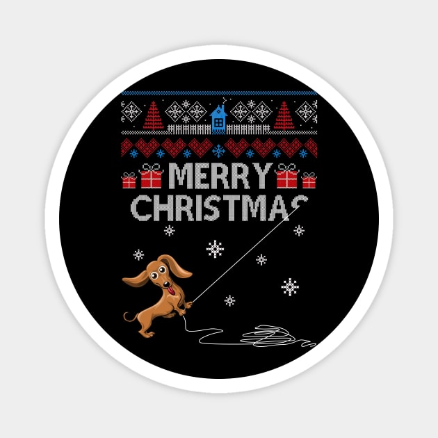 Merry Christmas Funny Naughty Dachshund Magnet by Simpsonfft